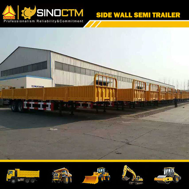 Two Axles High Drop Side Wall Semi Trailer for Container or Cargo