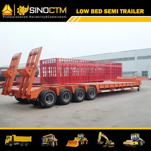 4lines 8axles low bed semi trailer