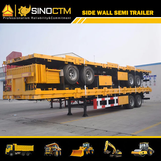 Two Axles High Drop Side Wall Semi Trailer for Container or Cargo