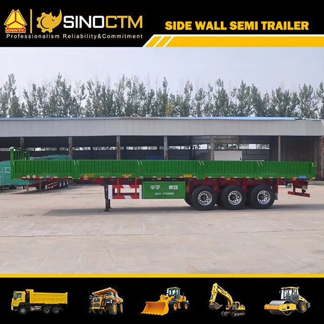 Three Axles Side Wall Cargo Truck Semi Trailer