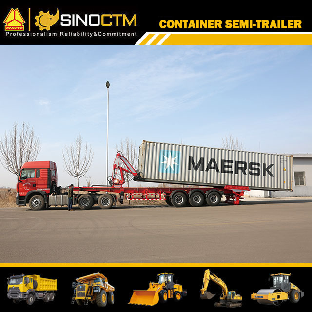 Self loading and unloading container semi-trailer