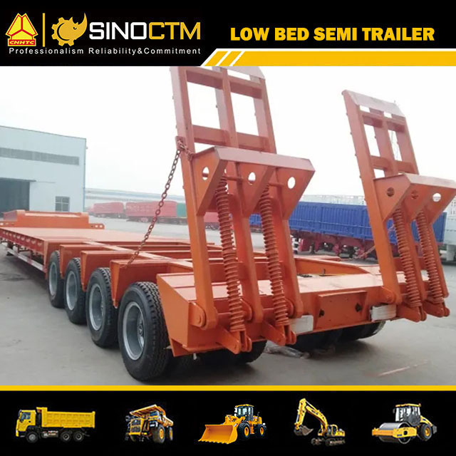 4lines 8axles low bed semi trailer