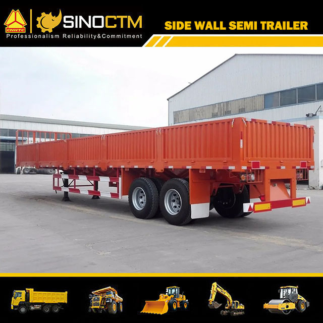 Two Axles High Drop Side Wall Semi Trailer for Container or Cargo