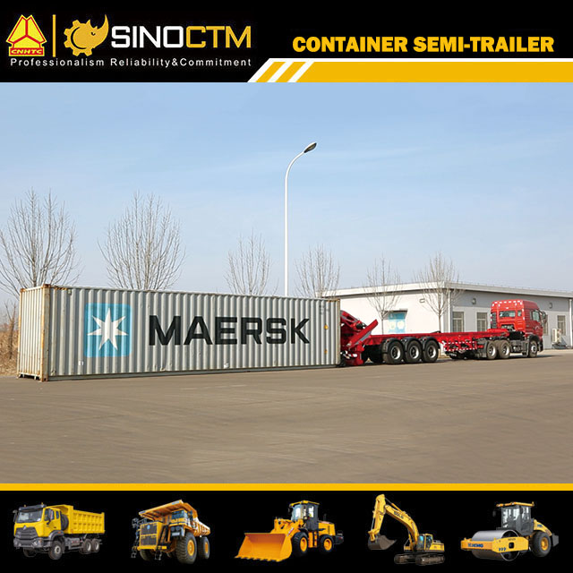 Self loading and unloading container semi-trailer