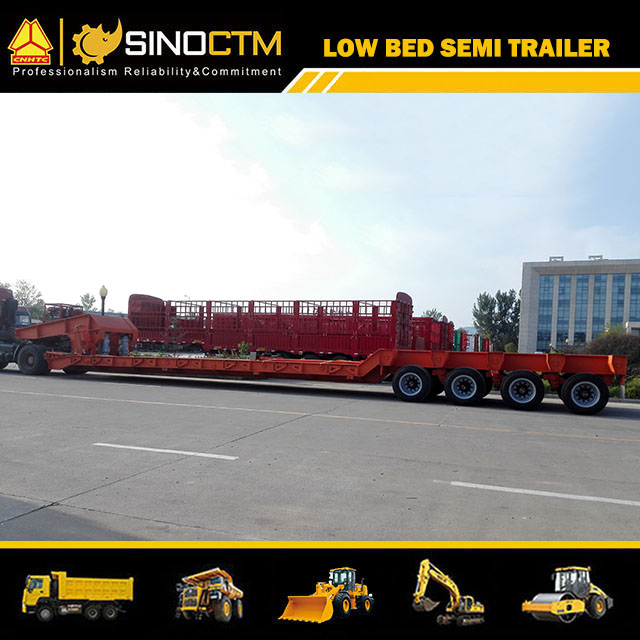 Four Axle Low Bed Semi-Trailer hydraulic gooseneck