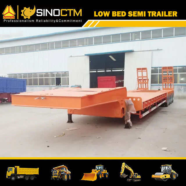 4lines 8axles low bed semi trailer