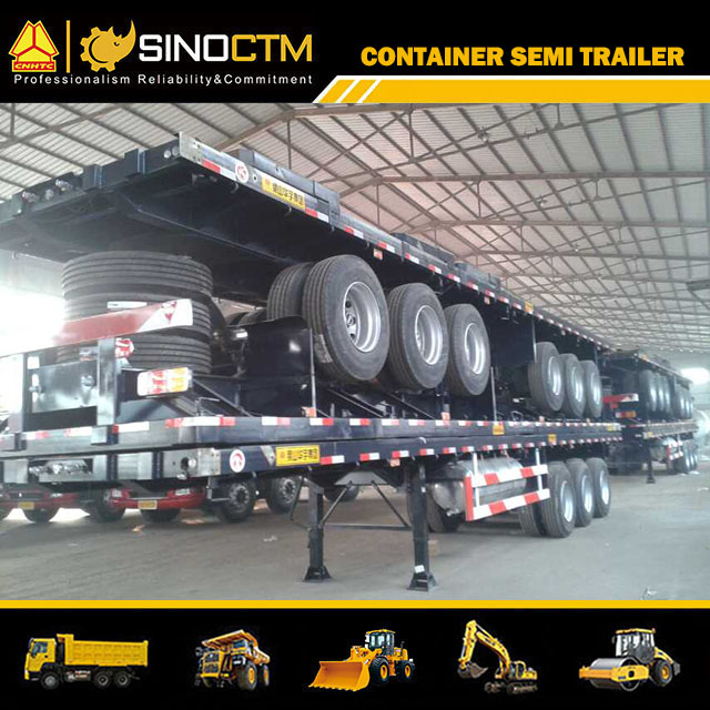 Three Axle Flat-bed container semi trailer 45T