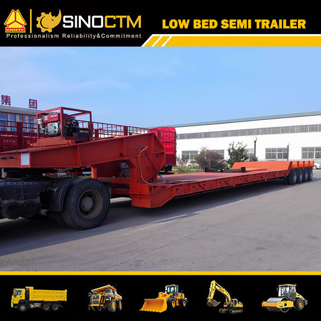 Four Axle Low Bed Semi-Trailer hydraulic gooseneck