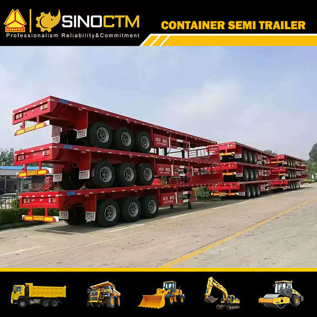 Three Axle Flat-bed container semi trailer 45T