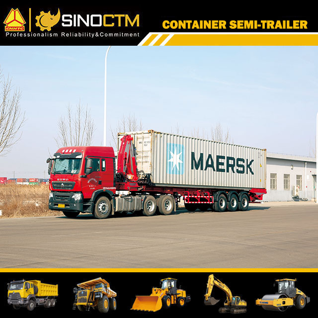 Self loading and unloading container semi-trailer