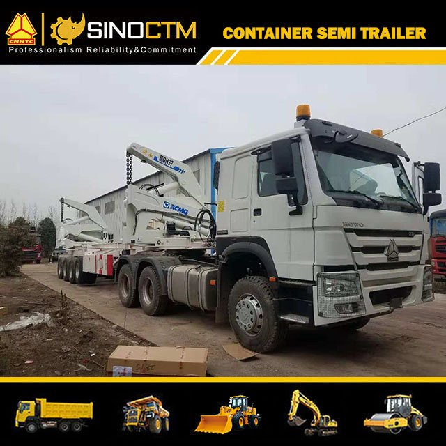 Four Axle Side Lifter Crane Semi-Trailer with engine