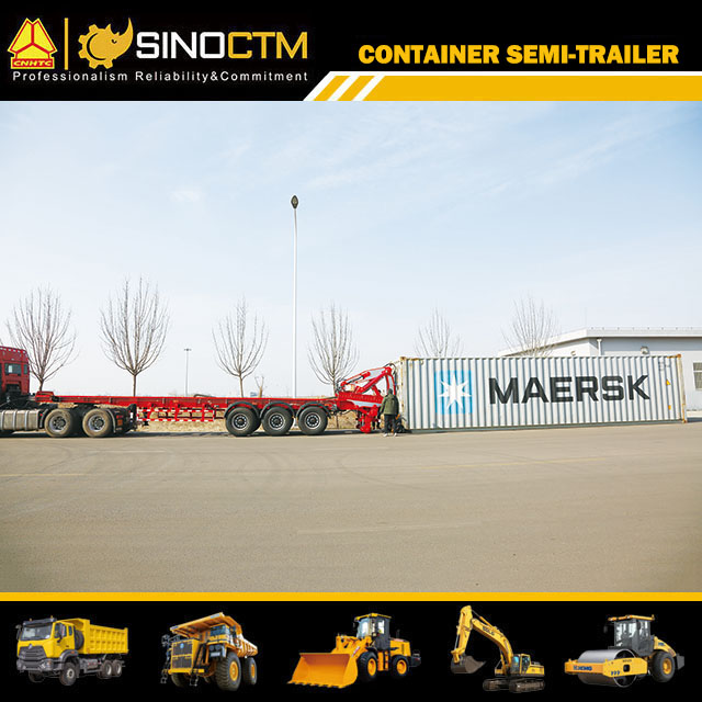 Self loading and unloading container semi-trailer