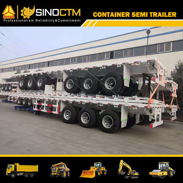 Three Axle Flat-bed container semi trailer 45T