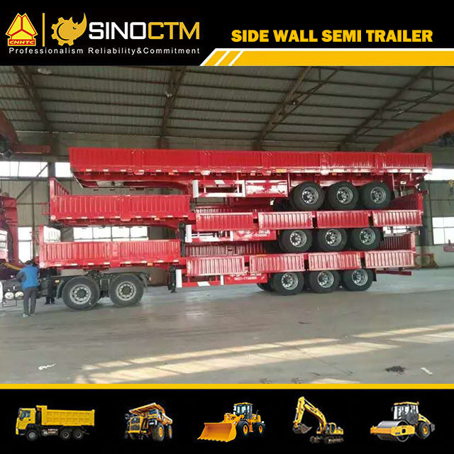 THree Axles Side Drop Semi Trailer for Container and Cargo