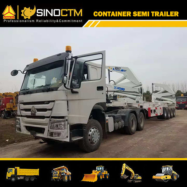 Four Axle Side Lifter Crane Semi-Trailer with engine