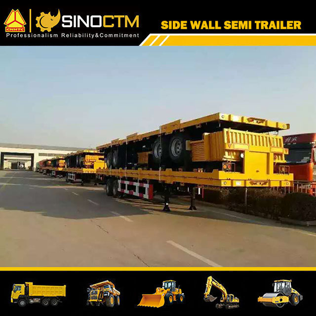 Two Axles High Drop Side Wall Semi Trailer for Container or Cargo